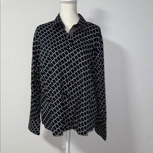 FOXCROFT Black and White Patterned Blouse